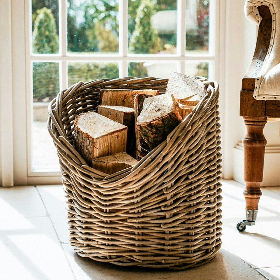image 1 of Wicker Log Basket Round N/A