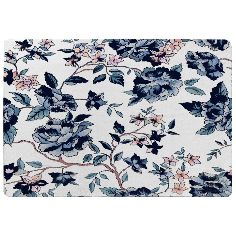 image 1 of Blue Flower Illustrations (Rug) Blue | Large: 140x200cm