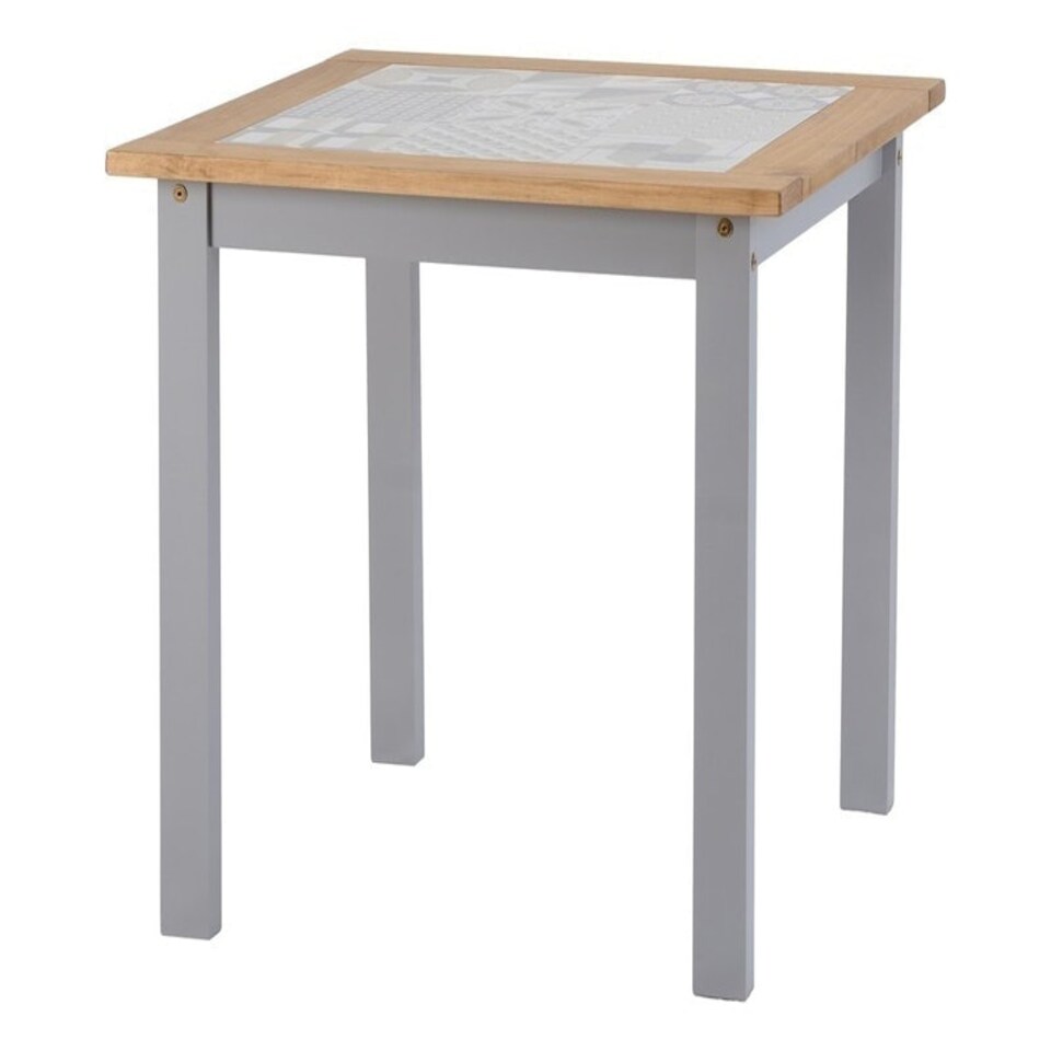 image 1 of Salvador 1+2 Tile Top Dining Set - Slate Grey/Distressed Waxed Pine Grey