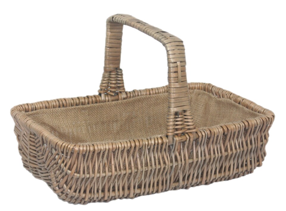 image 1 of Set of 3 Rectangular Wicker Garden Trugs | Brown | Brown | Set of 3