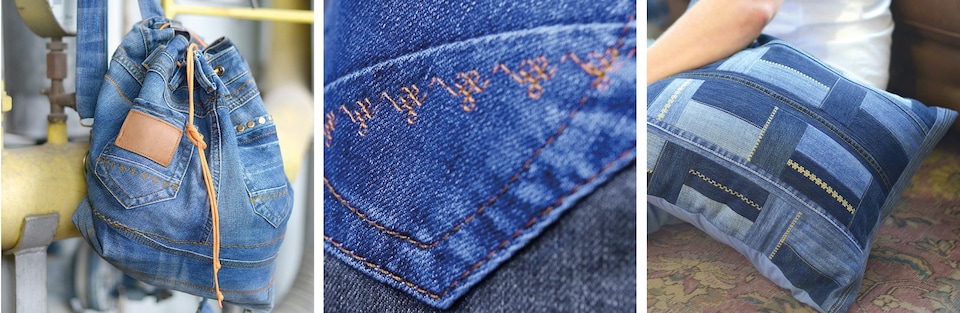 image 1 of Gutermann Denim Thread Set - 12x100m Professional Jeans Thread, Assorted Colours for Robust & Decorative Seams