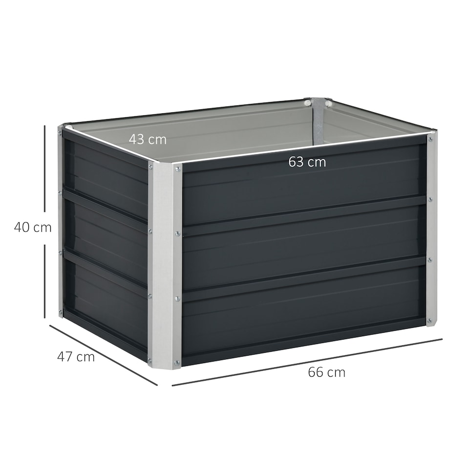 image 1 of Outsunny Raised Garden Bed Metal Planter Box for Vegetables Flower Grows, Grey