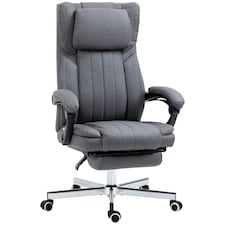 HOMCOM Executive Office Chair, High Back Computer Desk Chair with Adjustable Headrest, Footrest, Reclining Office Chair, Dark Grey