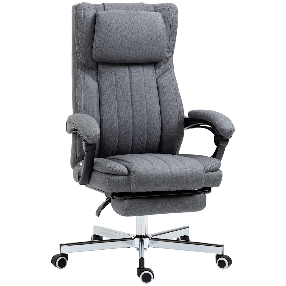 image 1 of HOMCOM Executive Office Chair, High Back Computer Desk Chair with Adjustable Headrest, Footrest, Reclining Office Chair, Dark Grey