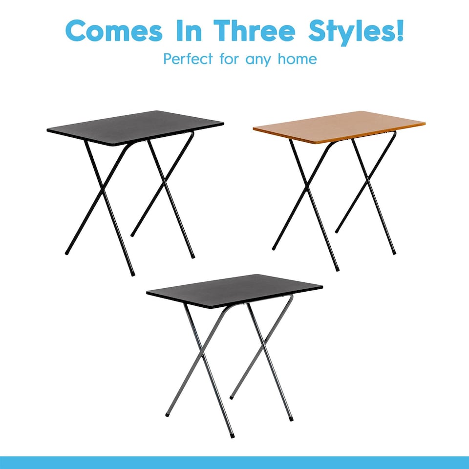 image 1 of Harbour Housewares Wooden Folding Desk & Chair Set - All Black | Black | All Black