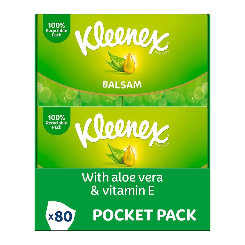 image 1 of Kleenex Balsam Soothing Comfort Ultra Soft Tissues with Protective Balm (10x8pk) | White | 1 Pack | 1
