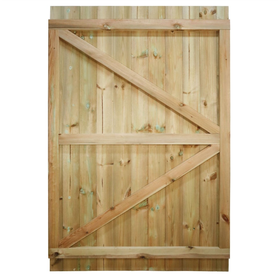 image 1 of Flat Top Wooden Garden Gate 6ft x 4ft Tongue & Groove Fully Framed Treated Door