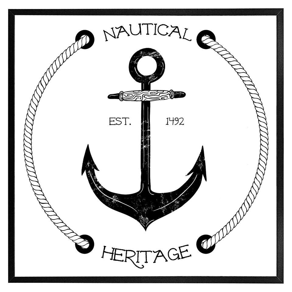 image 1 of Nautical anchor (Picture Frame) Black | XS