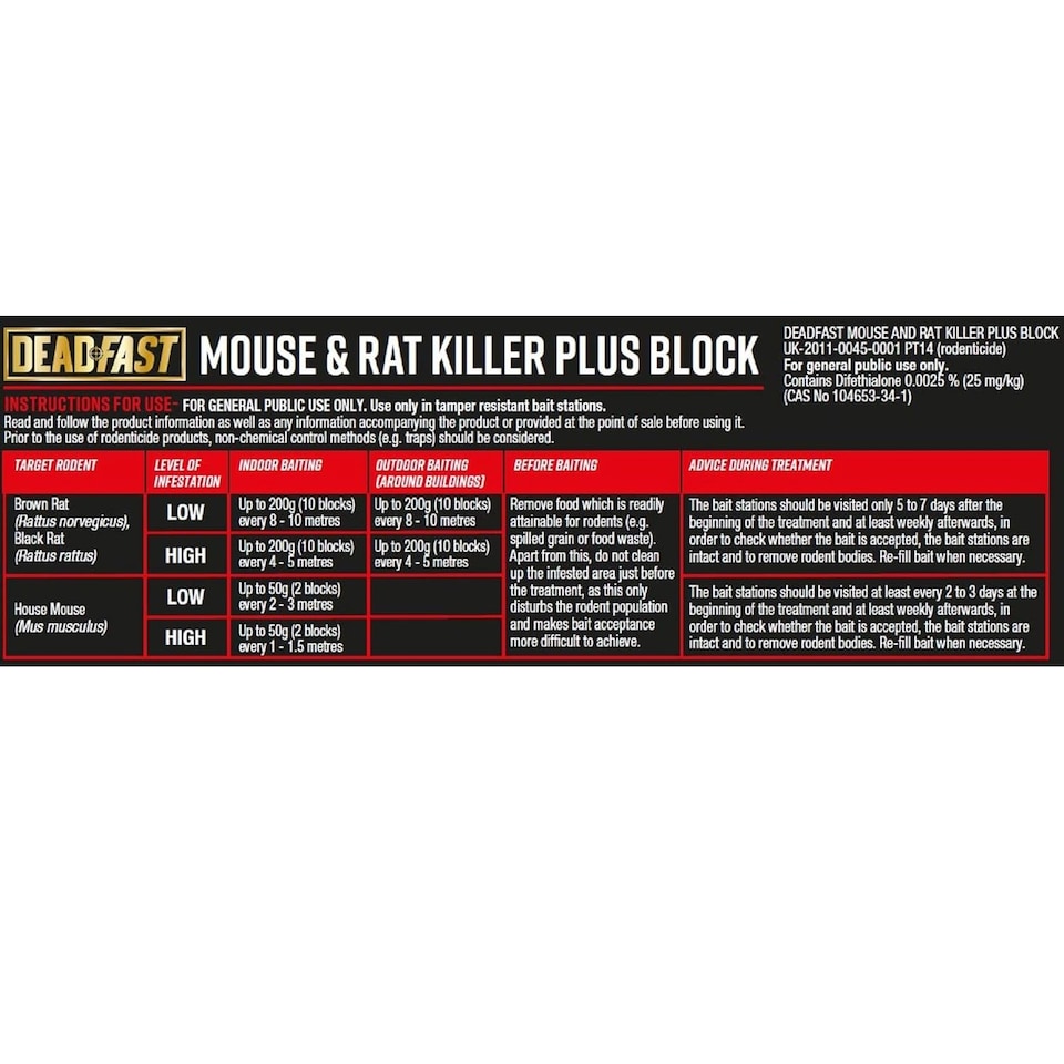 image 1 of DeadFast Rat & Mouse Killer Plus 15x Blocks Tub
