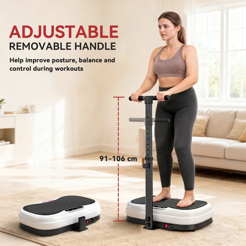image 1 of SPORTNOW Vibration Plate with Adjustable Handle, Auto or Manual Speeds | Black