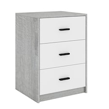 Ash Grey 3-Drawer Bedside Table | Grey | Accent Colour: White | 1
