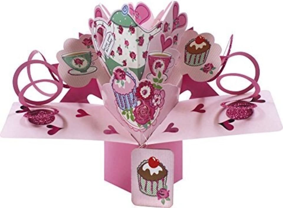 image 1 of Second Nature Teapot Teacups and Cakes Design Pop-Up Birthday Card