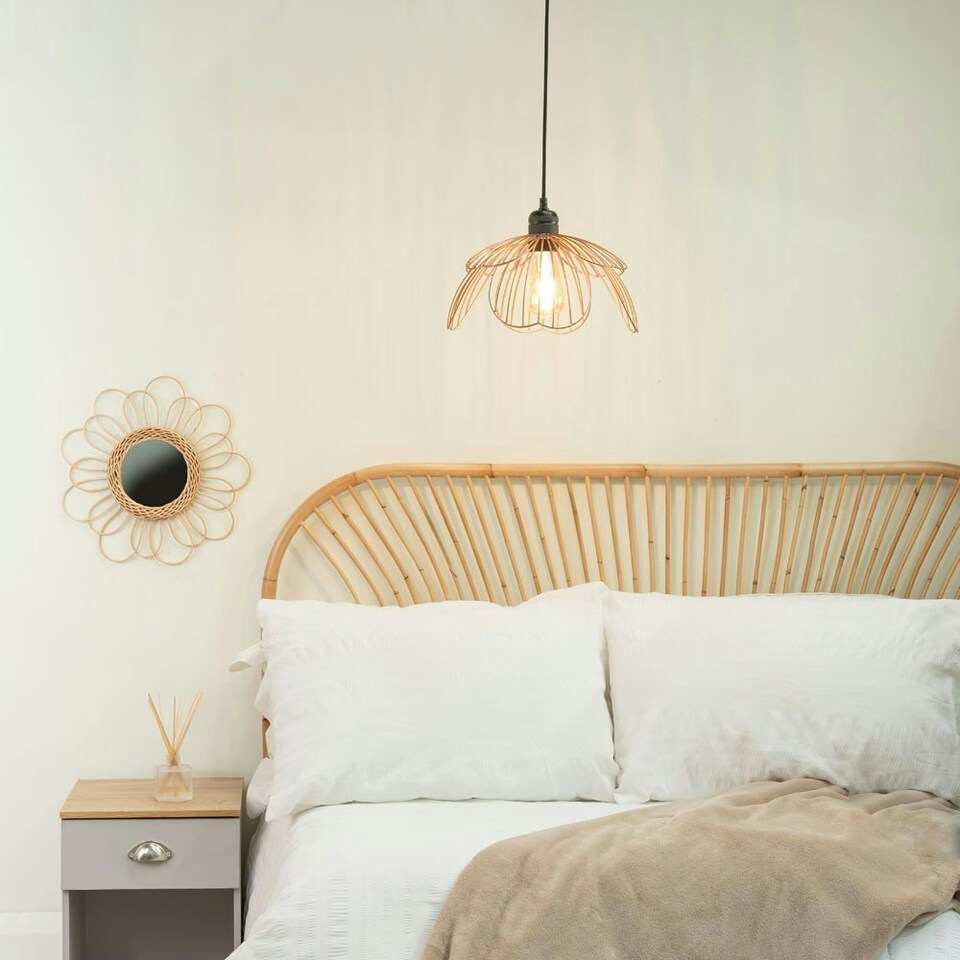 image 1 of ValueLights Pink Metal Flower Easy Fit Ceiling Pendant Light Shade - Bulb Included