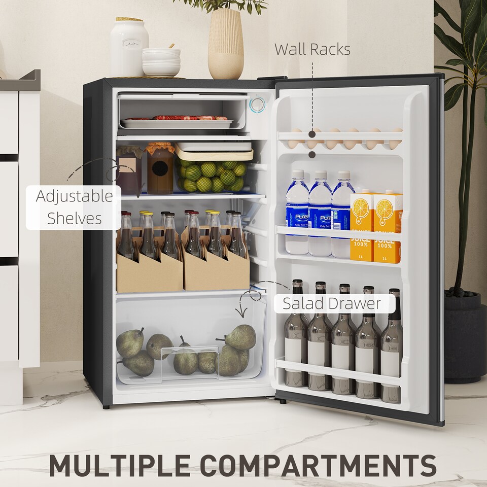 image 1 of HOMCOM 91L Freestanding Under Counter Fridge Silver Tone