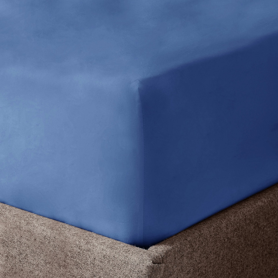 image 1 of Velosso Microfibre Easy Care Fitted Sheet Blue | Blue | Single