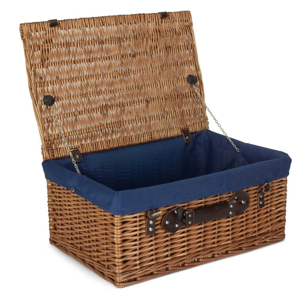image 1 of 56cm Double Steamed Wicker Picnic Basket with Lining Red | Red | One Size