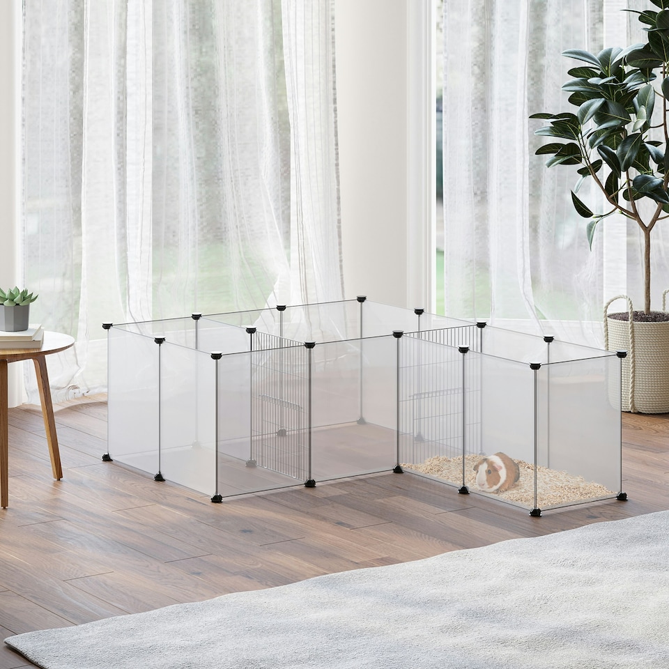 image 1 of PawHut Pet Playpen, 18 Panels DIY Small Animal Cage, for Guinea Pigs, Hegehogs