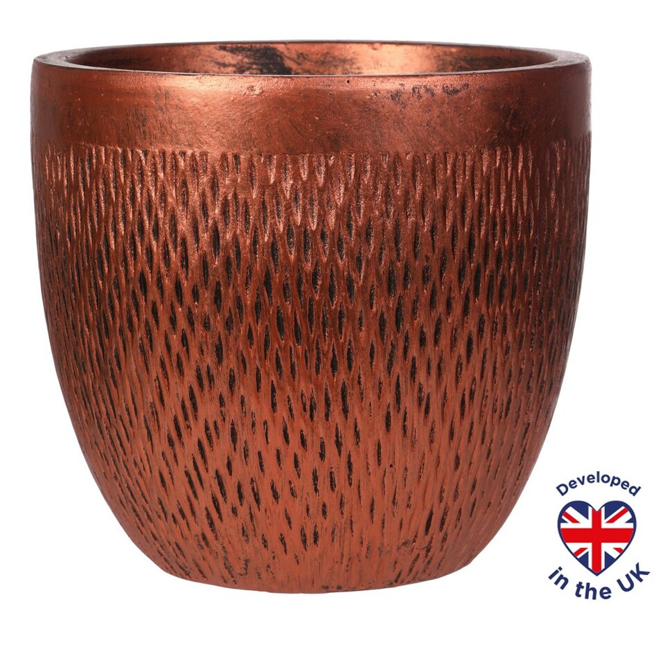 image 1 of Mesh Style Bronze Round Planter, Indoor Plant Pot D26.5 H24.5 cm, 13 ltrs Cap.