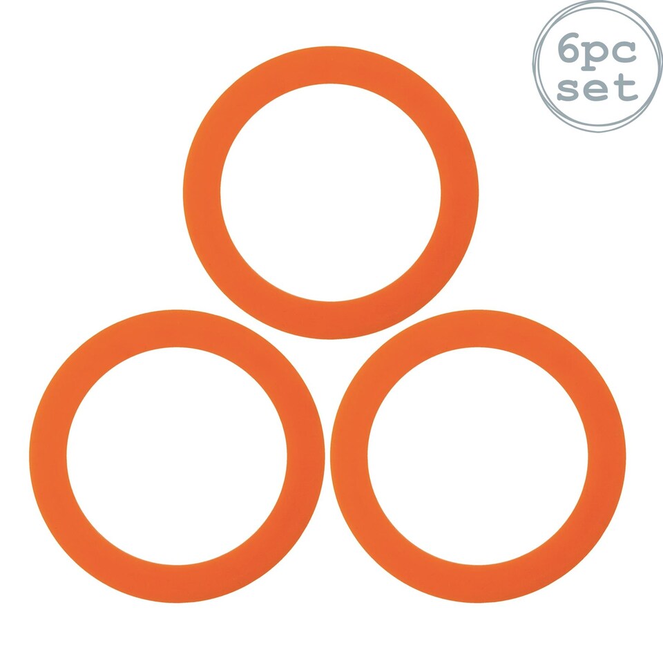 image 1 of Argon Tableware Glass Storage Jar Seals - Large - Orange - Pack of 6