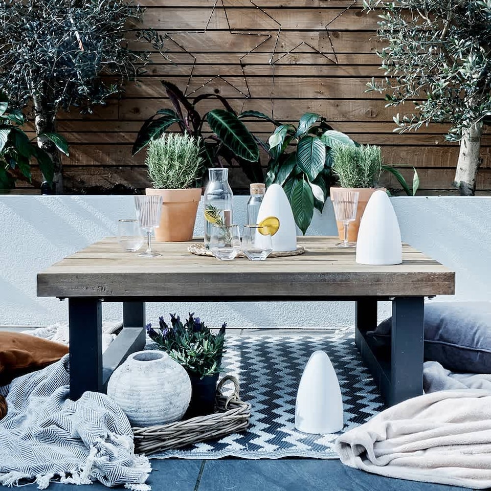 image 1 of ValueLights Tenzin White Outdoor Table Lamp | White