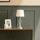 image 1 of ValueLights Memphis Pair of Silver Chrome Twist Table Lamps with a Fabric Lampshade Bedside Light - Bulbs Included