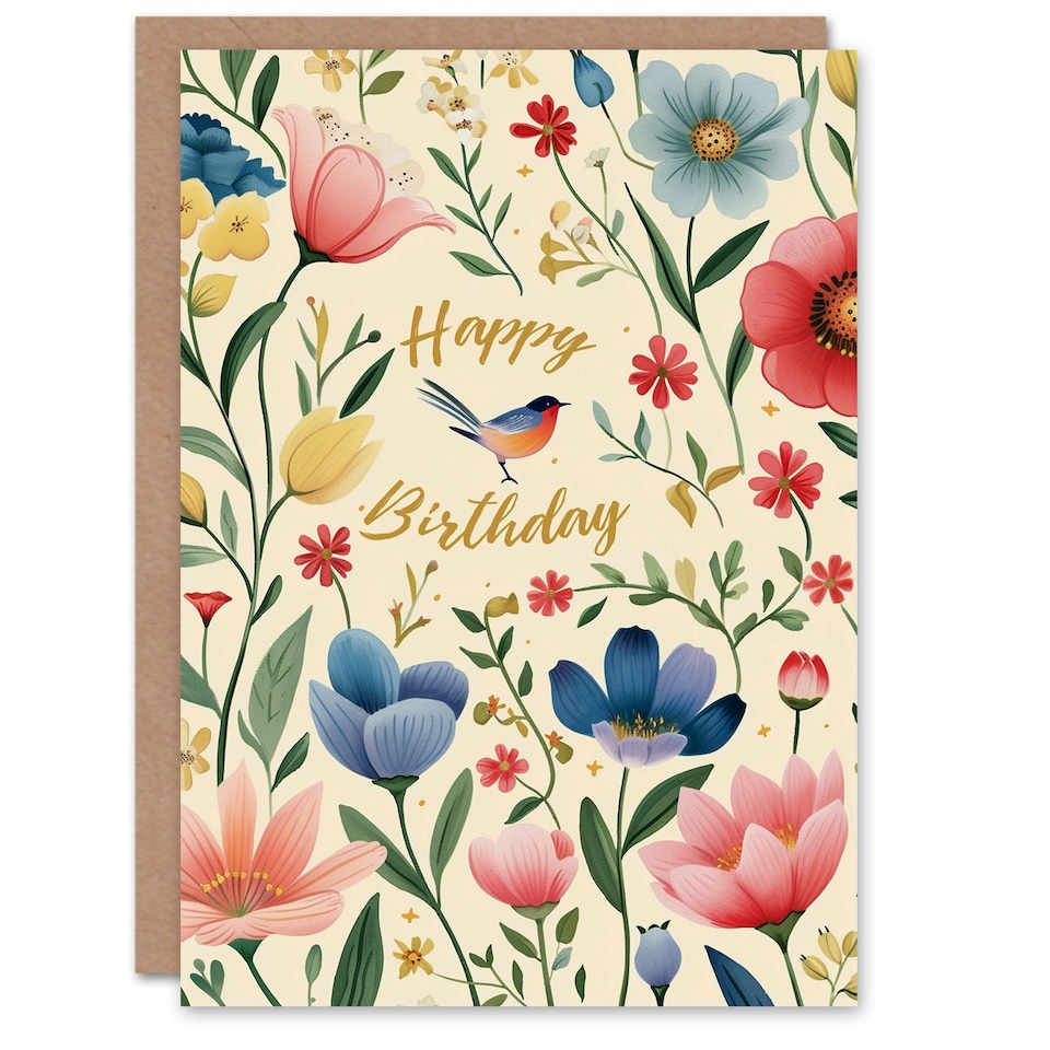image 1 of Flower Floral Pattern Botanical Illustration Her Birthday Card