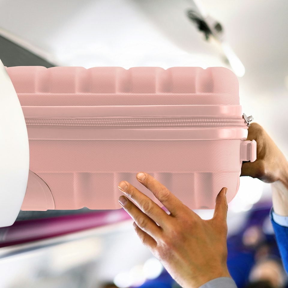 image 1 of Flight Knight Lightweight 2 Wheel ABS Hard Suitcase Cabin Hand Luggage 100+ Airlines Approved - British Airways, Ryanair & easyJet Free Carry On 40x20x25cm Pink | Rose | Cabin Bag