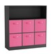 image 1 of Wide 7-Cube Bookcase With Drawers | Black | Black & Dark Pink | 1