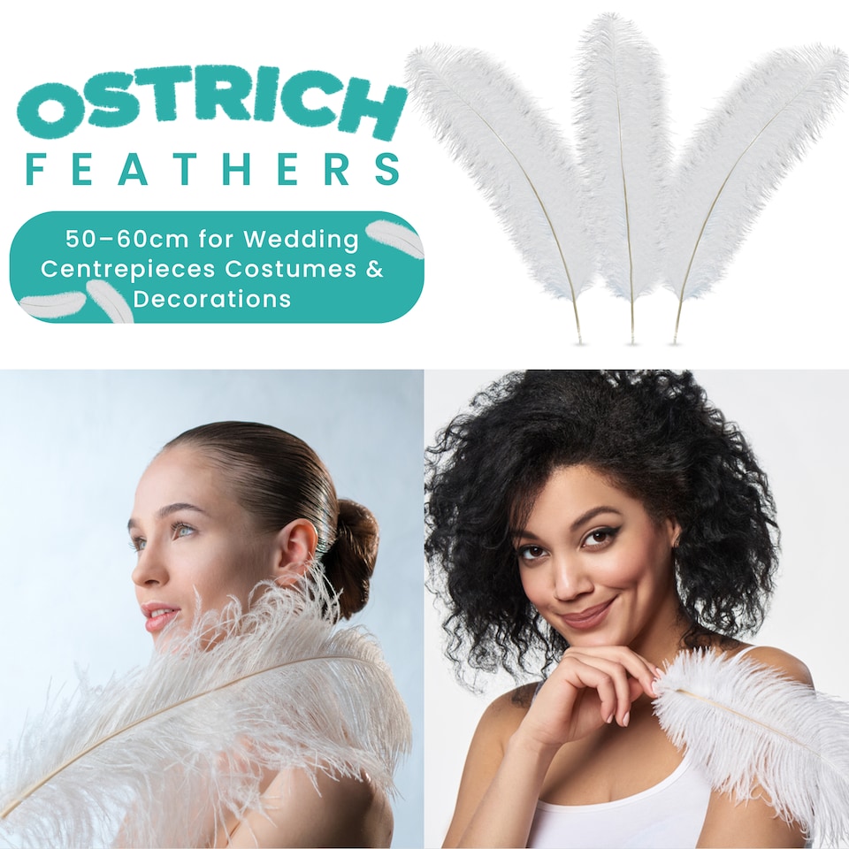 image 1 of 50cm - 60cm Large Ostrich Feathers, Showgirl Spadones - 10pcs