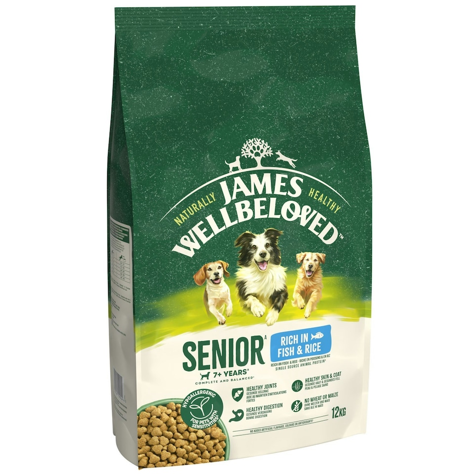 image 1 of James Wellbeloved 7+ Years Senior Dry Dog Food Rich in Fish & Rice 12kg