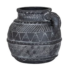 Hill Interiors Etched Collection Ceramic Tall Jug | Black | Black | 1