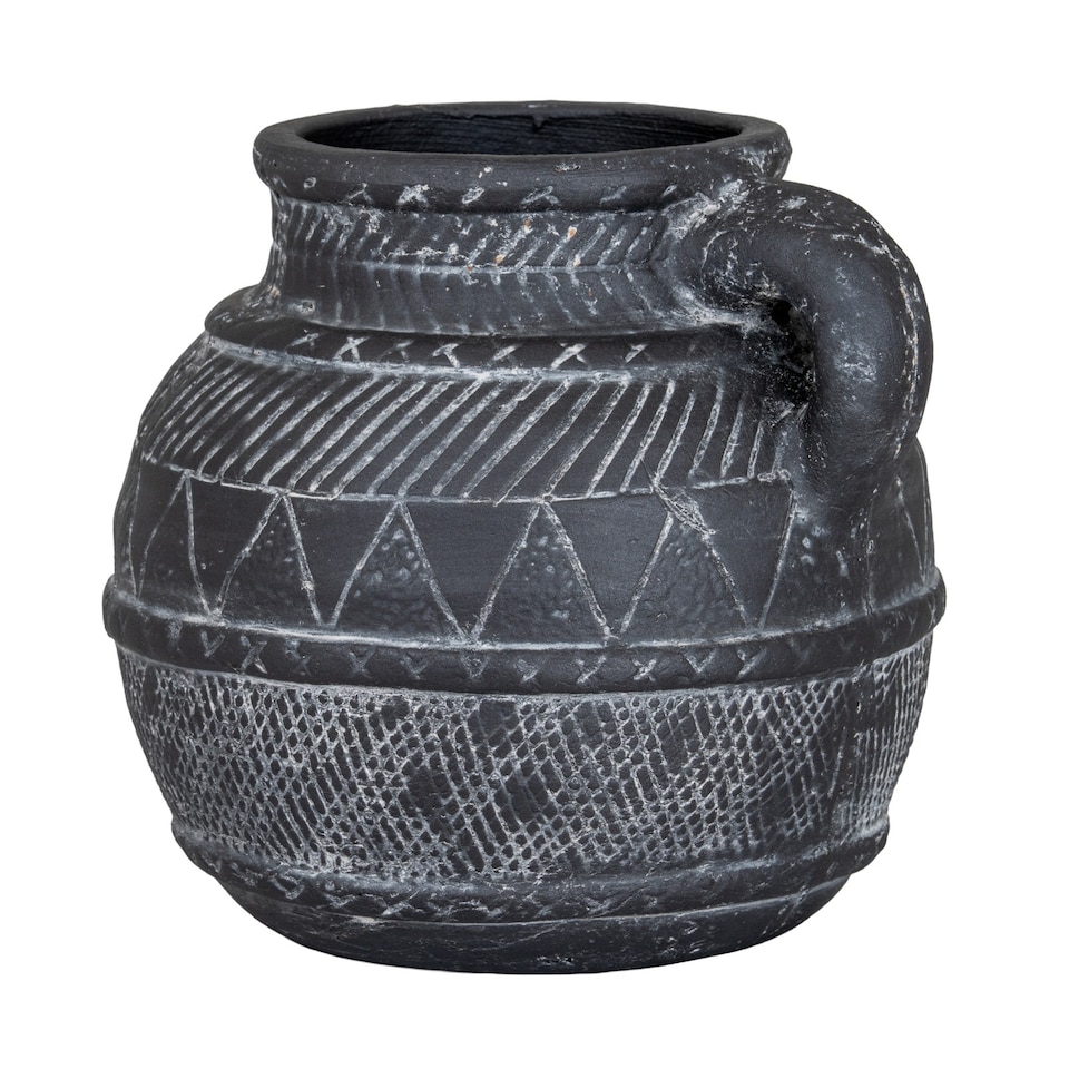 image 1 of Hill Interiors Etched Collection Ceramic Tall Jug | Black | Black | 1