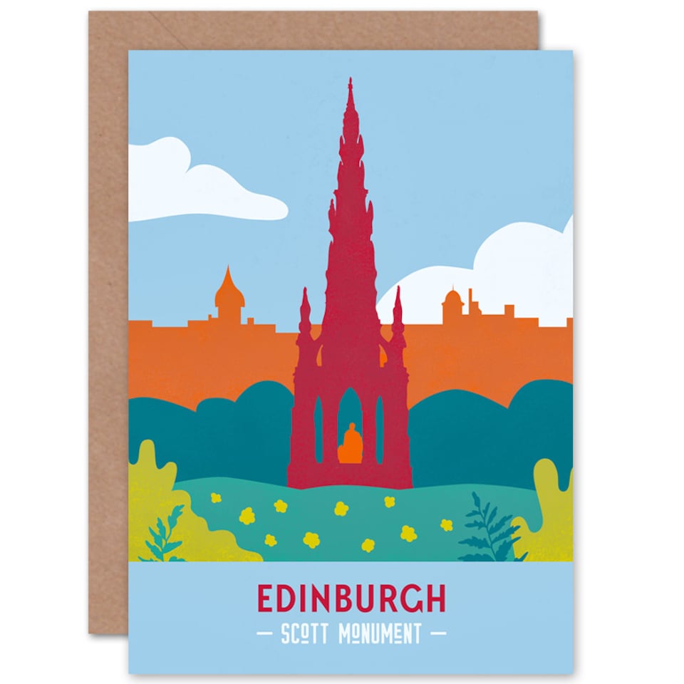 image 1 of Scotland Travel Edinburgh Scott Monument Retro Greetings Card