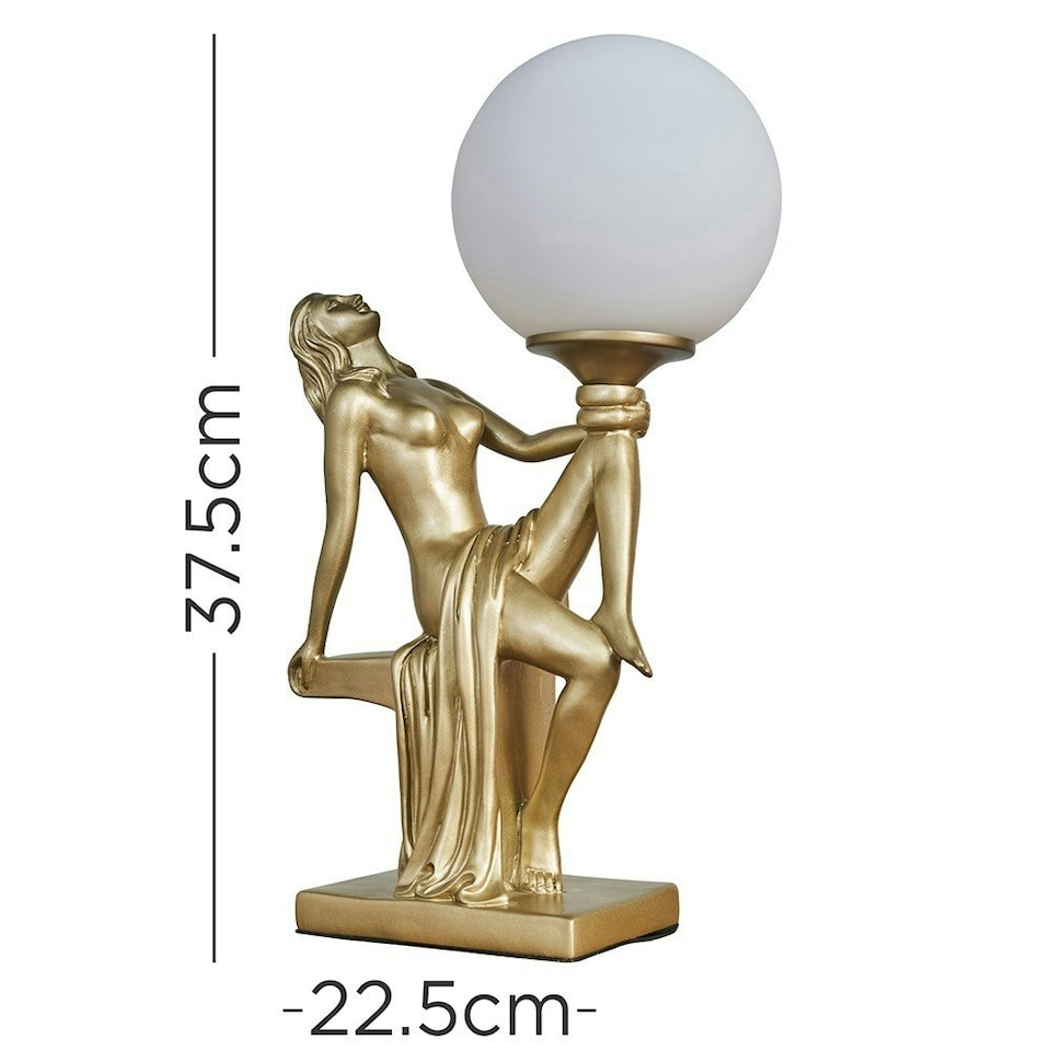 image 1 of ValueLights Matilda Art Deco Painted Gold Table Lamp and E14 Golfball LED 4W Warm White 3000K Bulb