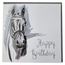 Gubblecote Thoroughbred Horse Watercolour Birthday Card - White/Black/Blue - One Size
