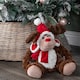 image 3 of 30cm Sitting Plush Christmas Reindeer with Red Hat & Scarf