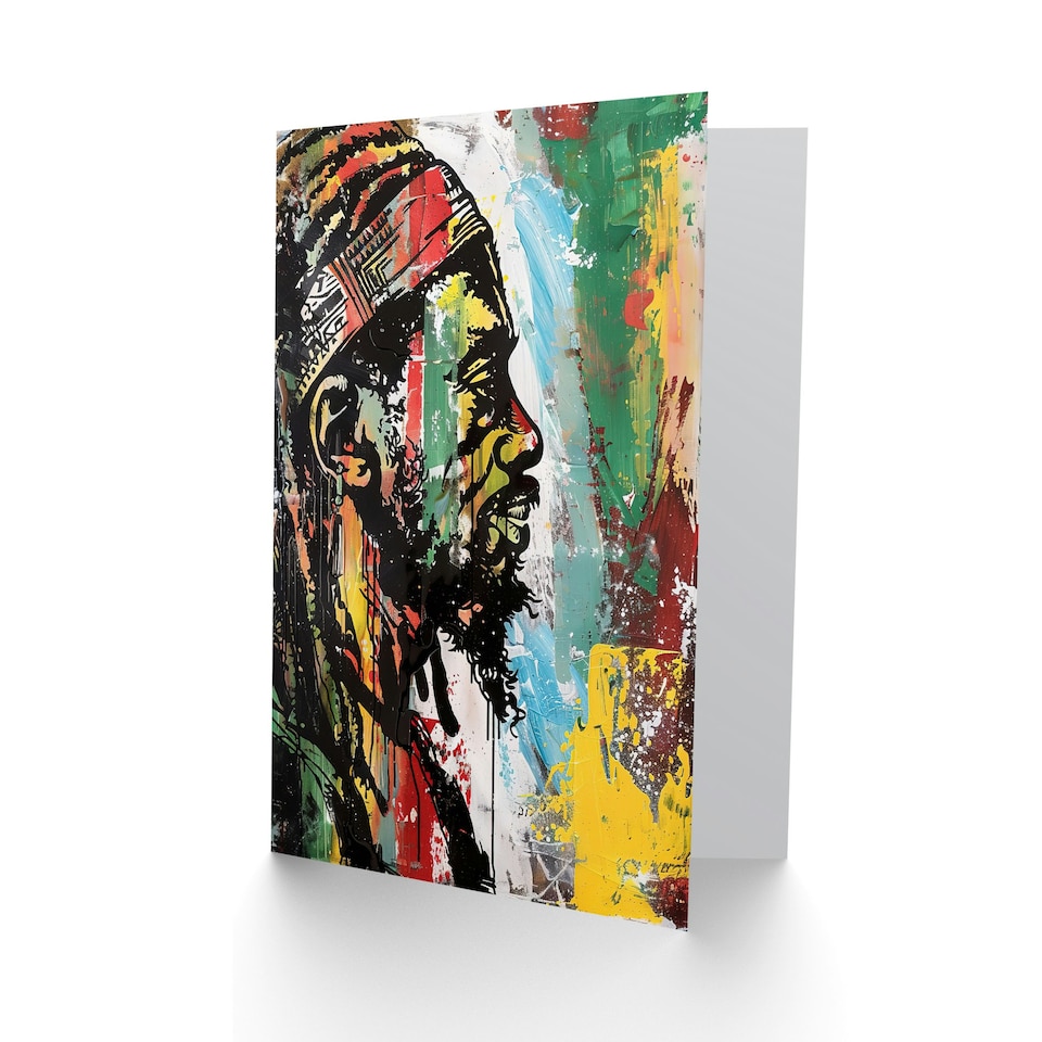 image 1 of Rastafari Man Jamaica Portrait Modern Colourful Him Her Birthday Card