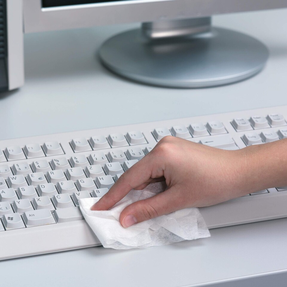 image 1 of Durable SUPERCLEAN Anti-Static Biodegradable Tech Cleaning Wipes | Tub of 100