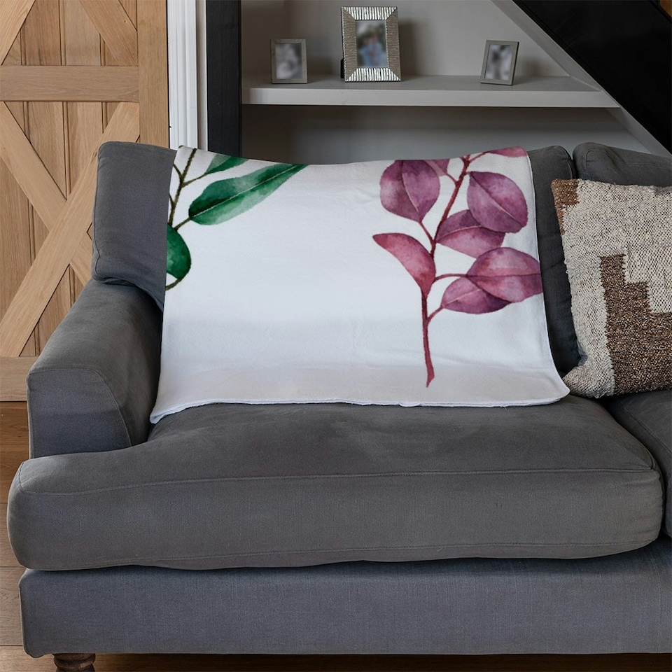 image 1 of Purple & Green Leaves (Blanket)