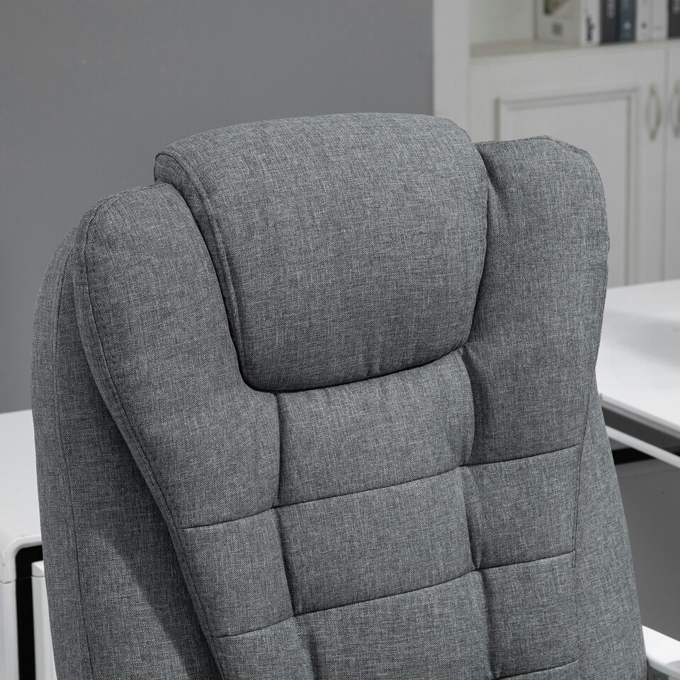 image 1 of Vinsetto Computer Office Chair Home Swivel Task Recliner w/ Footrest, Arm, Grey
