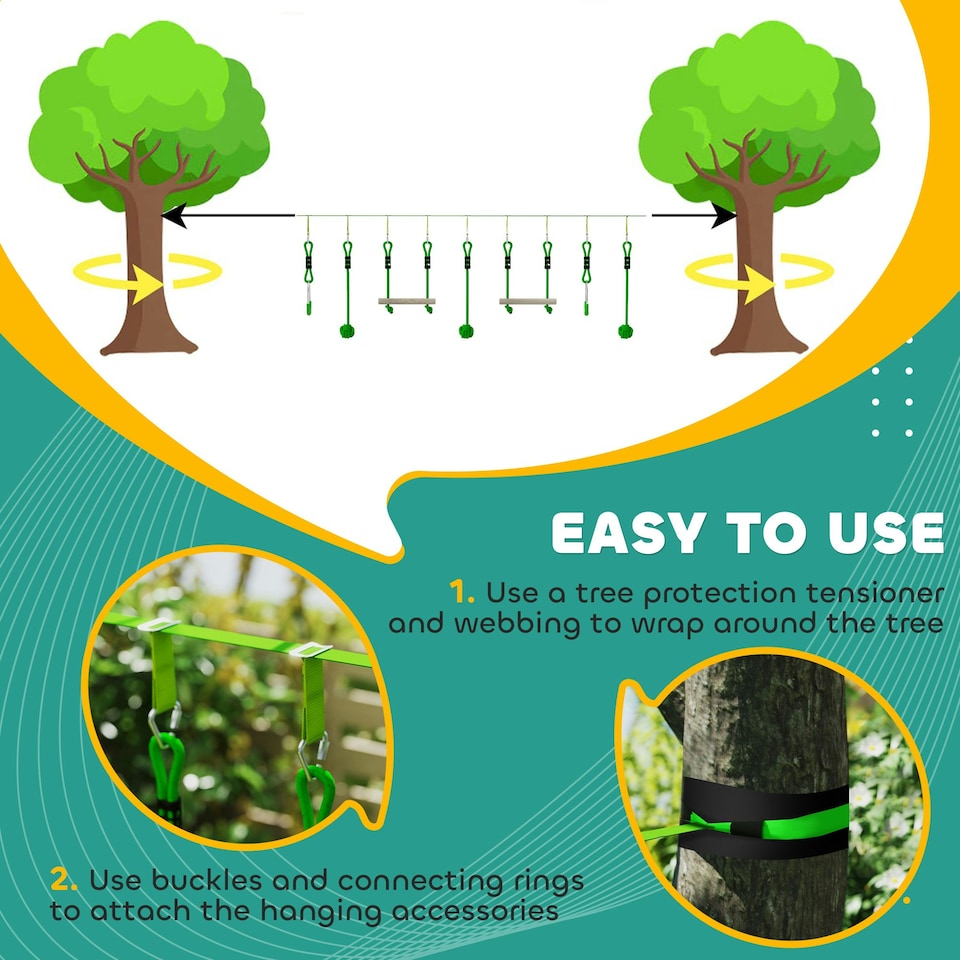 image 1 of AIYAPLAY Seven-Piece Kids Zip Line Kit for Garden, 10m Length