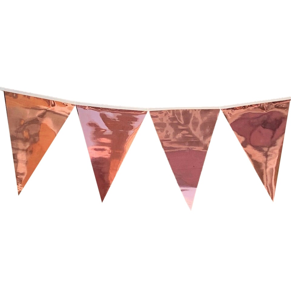image 1 of Metallic Rose Gold Party Bunting 10m with 20 Pennants