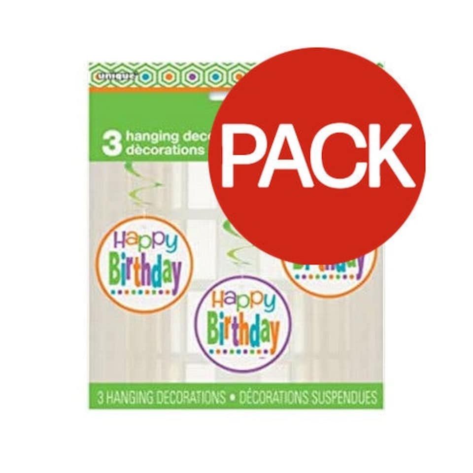 Unique Party Polka Dot Birthday Hanging Decoration (Pack of 3) - Multicoloured - One Size