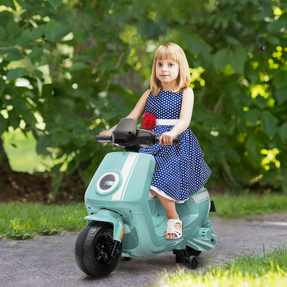image 1 of AIYAPLAY 6V Kids Electric Motorbike with Headlight and Music - Green
