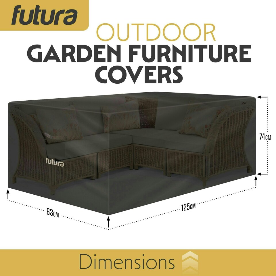 image 1 of Futura Rectangular 125x63x74cm Waterproof Garden Furniture Cover 420D Black