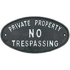 Private Property No Trespassing Cast Iron Sign Plaque Door Wall House Gate Post