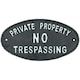 image 1 of Private Property No Trespassing Cast Iron Sign Plaque Door Wall House Gate Post