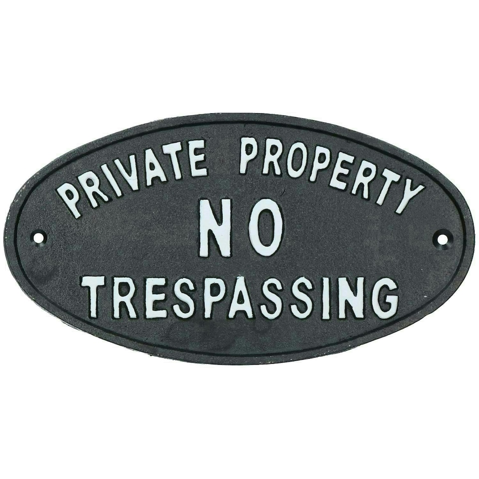 image 1 of Private Property No Trespassing Cast Iron Sign Plaque Door Wall House Gate Post