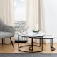image 4 of Spiro Coffee Table Set with White Marble Melamine Top & Black Legs