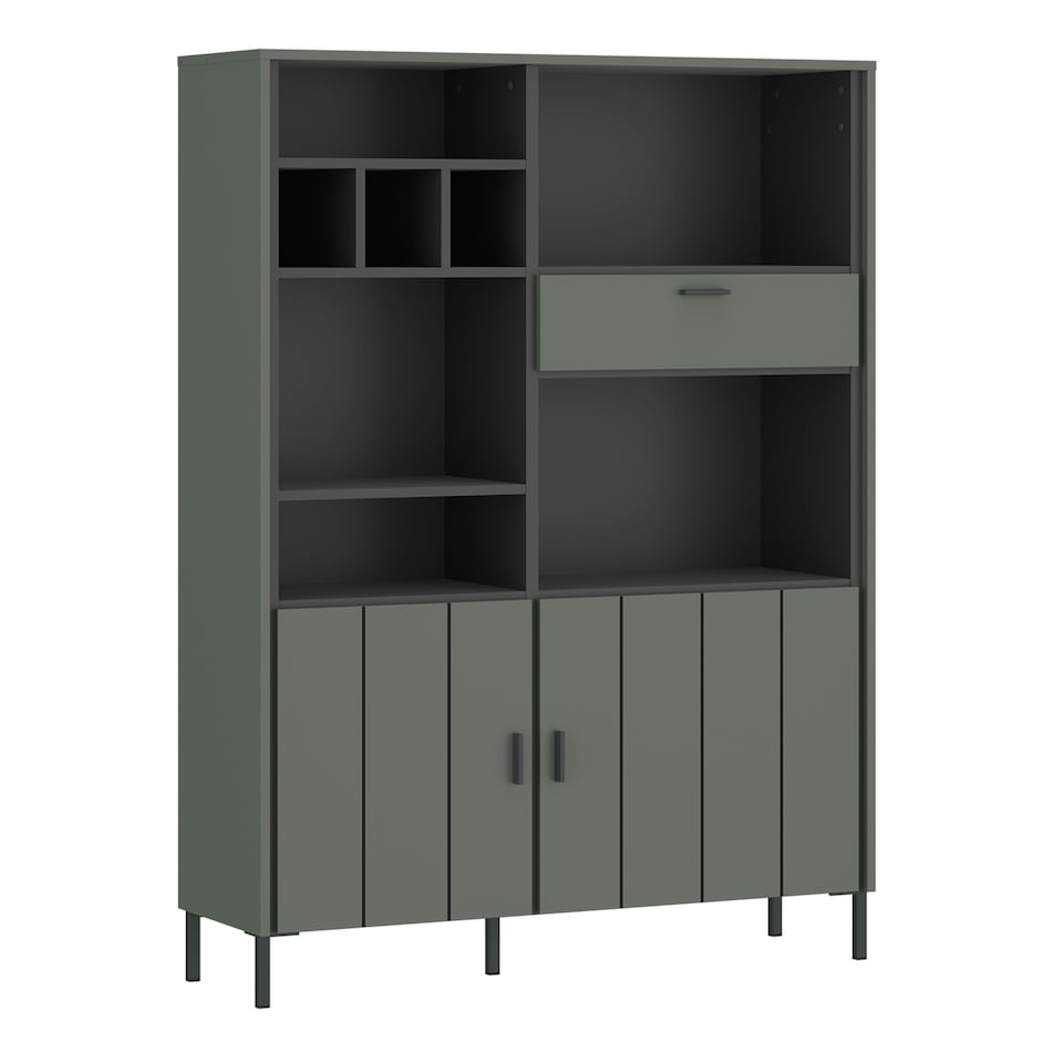 image 1 of Arundel Bookcase 2 Door 1 Drawer in Green/Grey